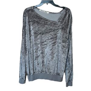 Michael Stars Asymmetrical Velour Sweatshirt Lg Gray Retro Loungewear